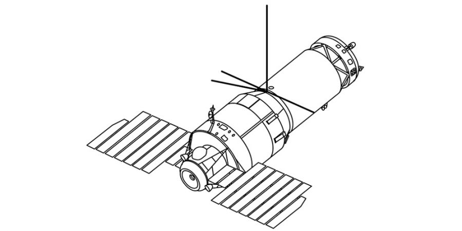 Illustratie van het Saljoet 3 ruimtestation