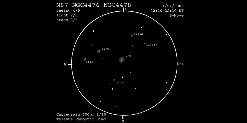 Een voorbeeld van een schets van enkele deep-sky object