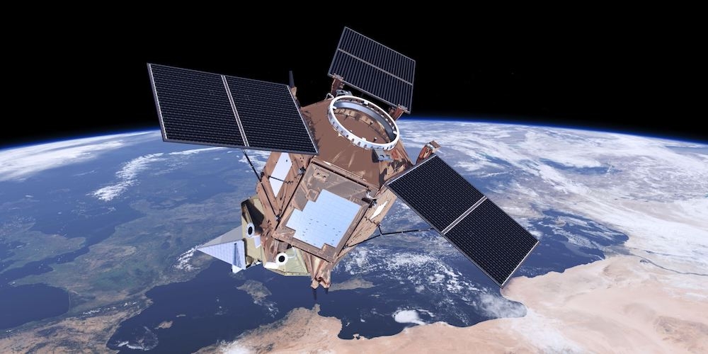 Artistieke impressie van de Sentinel-5P satelliet