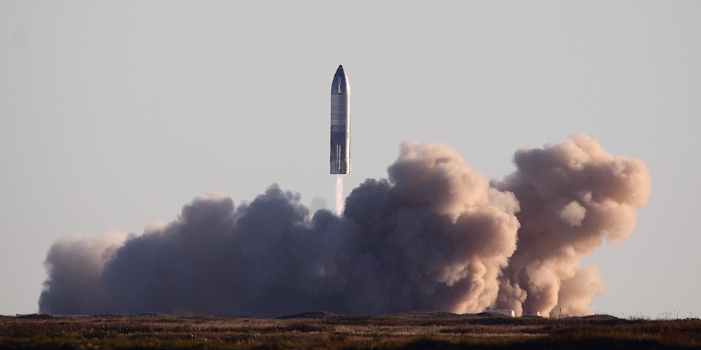 Lancering van een Starship testraket.