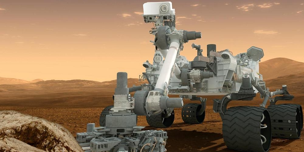 Artistieke impressie van de Amerikaanse Marsrover Curiosity